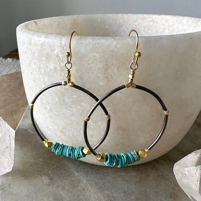 Adina Turquoise Hoop Earrings – Robindira Unsworth