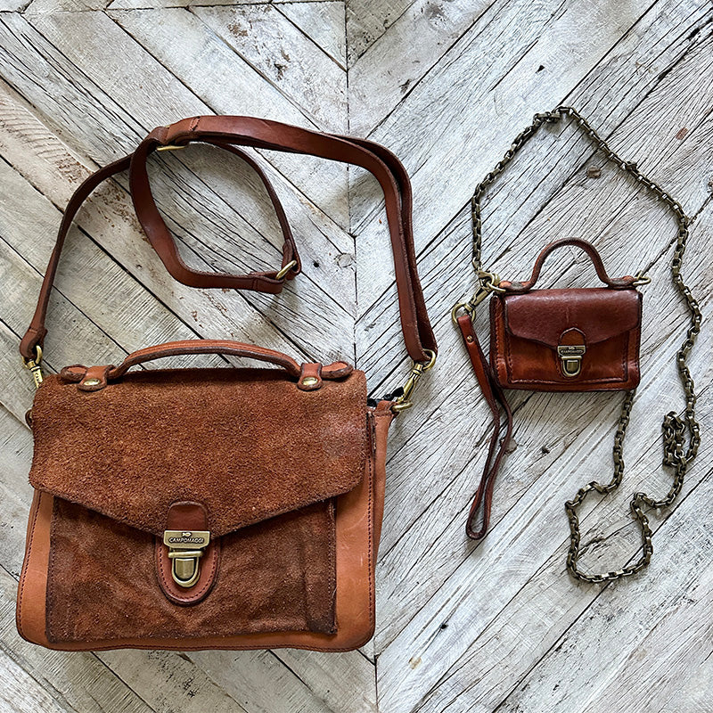 CAMPOMAGGI ショルダーバッグ Campomaggi - Chevron Bucket Crossbody - Military/Red/Grey – CAMI