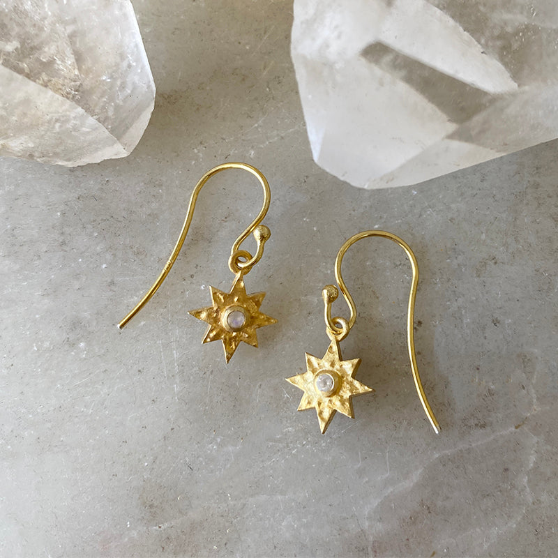 Golden Starburst Drop Earrings