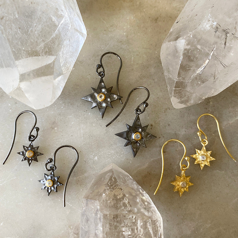 Golden Starburst Drop Earrings