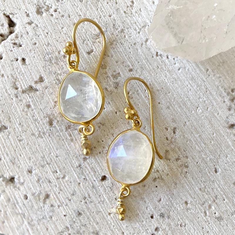Golden Moonstone Drop Earrings Earrings Robindira Unsworth