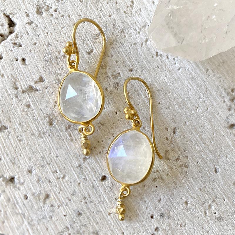 Golden Moonstone Drop Earrings Earrings Robindira Unsworth 