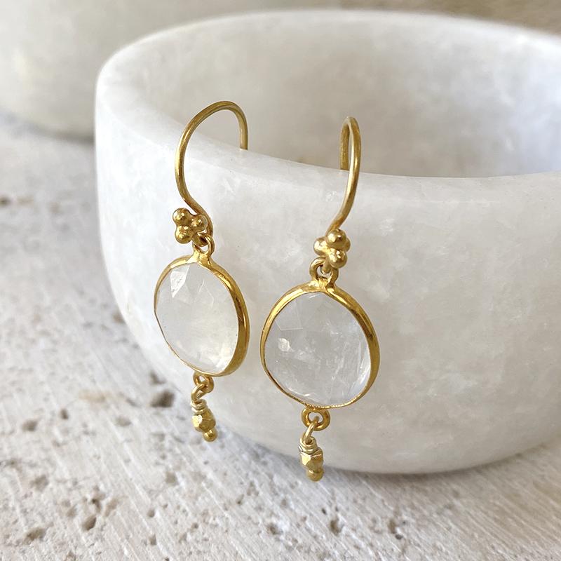 Golden Moonstone Drop Earrings Earrings Robindira Unsworth