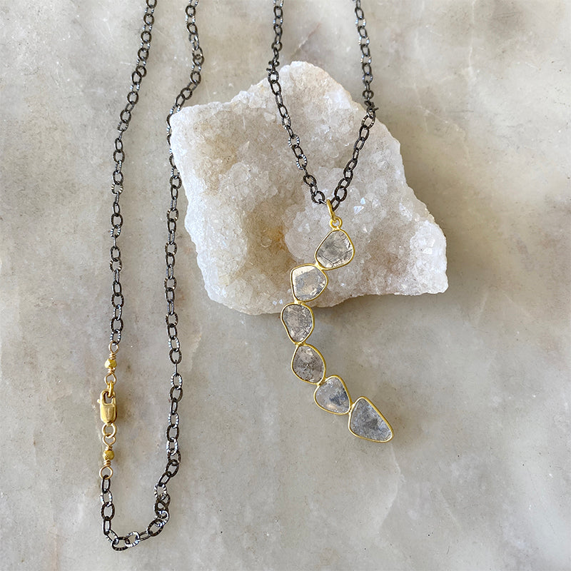 Diamond Slice Crescent Moon Necklace