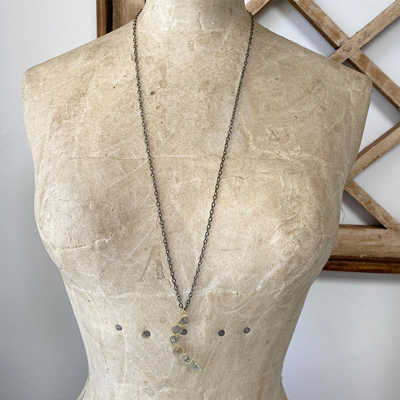 Diamond Slice Crescent Moon Necklace