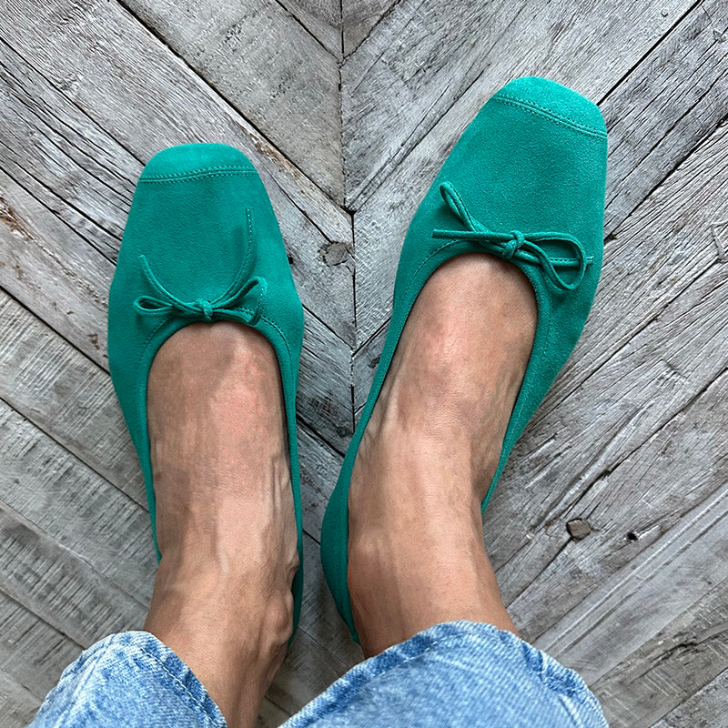 フラットシューズ [REQINS] Hukan Harmony Flats Marine Suede TT00051 Reqins Harmony Ballet Flats – Robindira Unsworth