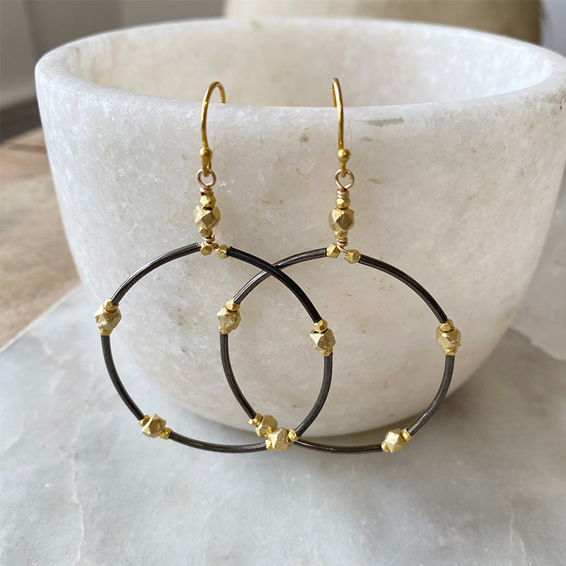 Mixed metal hoop earrings Clearance