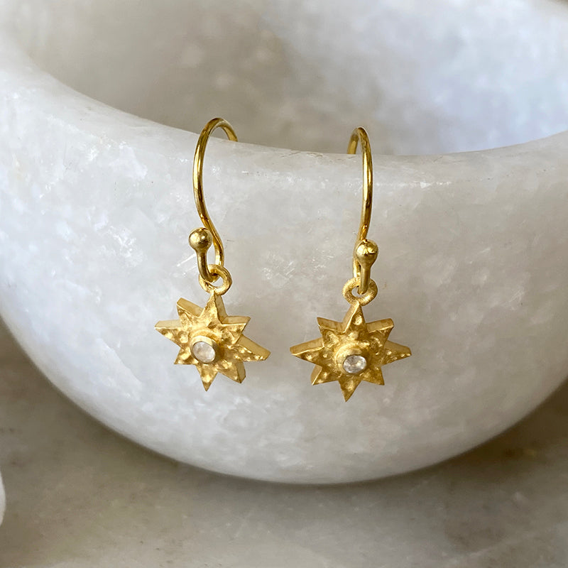 Golden Starburst Drop Earrings