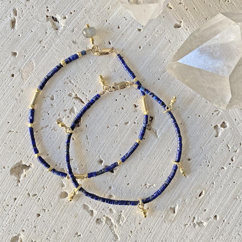 Delicate Lapis Charm Bracelet Bracelet Robindira Unsworth 