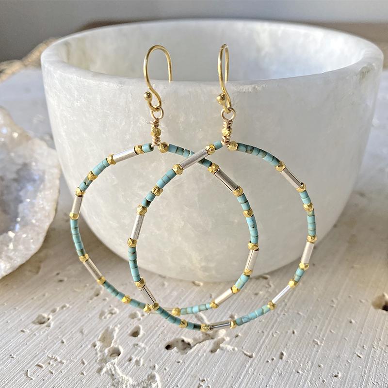 Turquoise Hoop Earrings 
