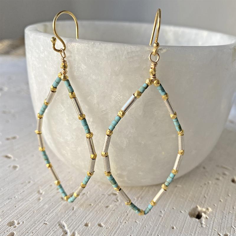 Turquoise Moroccan Hoop Earrings