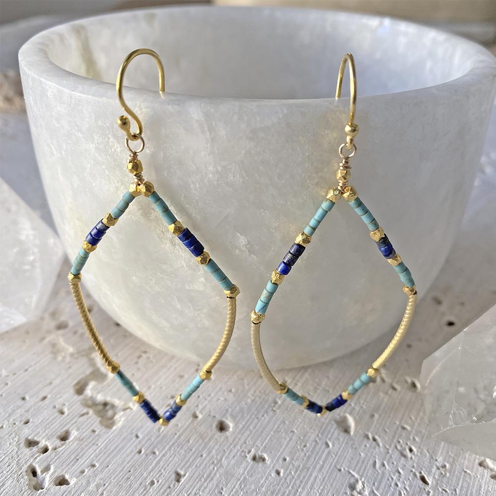 Lapis & Turquoise Moroccan Earrings 