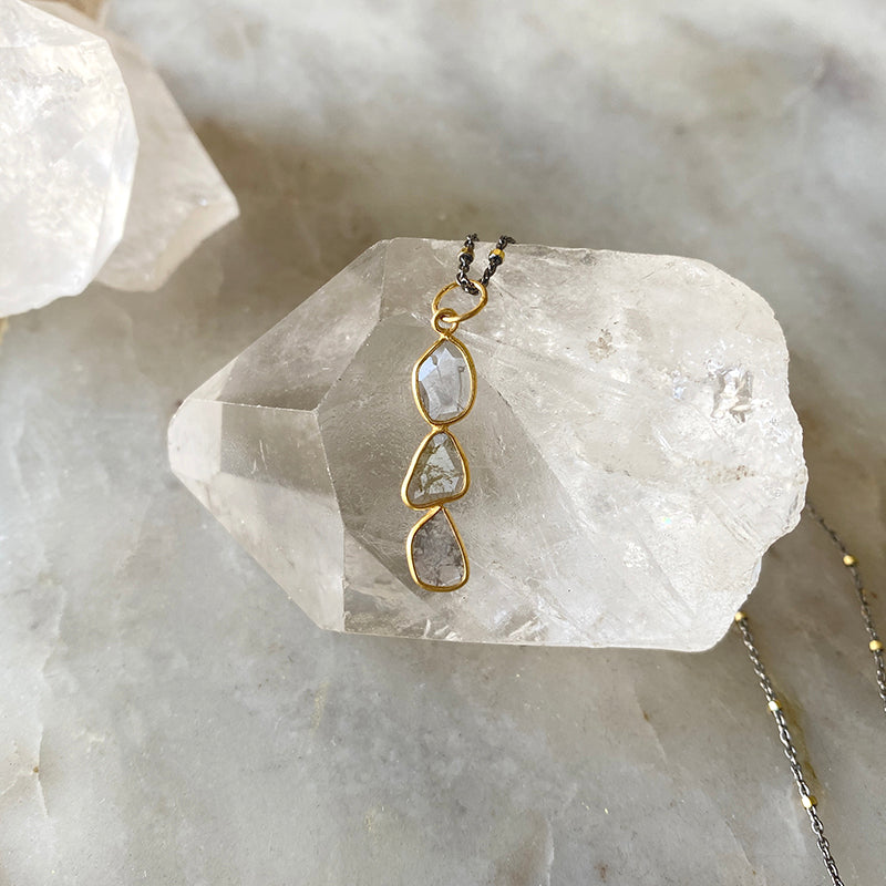 Petite Golden Diamond Slice Cascade Necklace