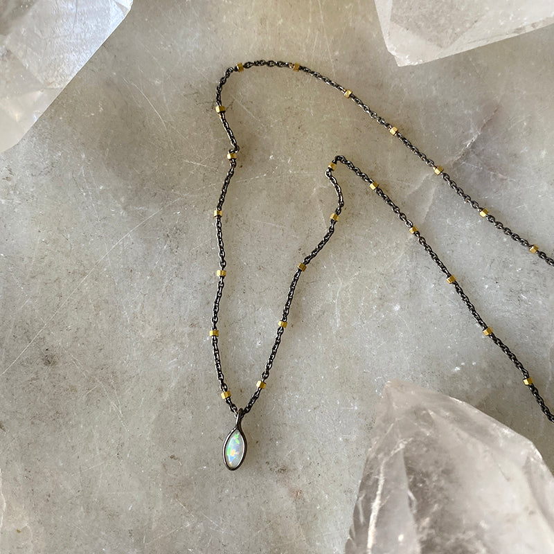 Shimmering White Opal Necklace